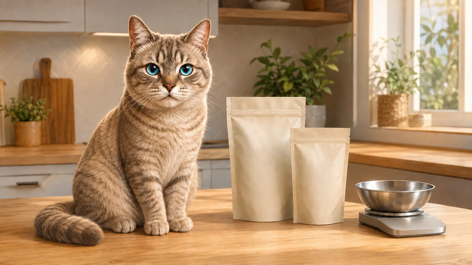 Ghost compare deux sachets d’aliment neutres avec une balance de cuisine
